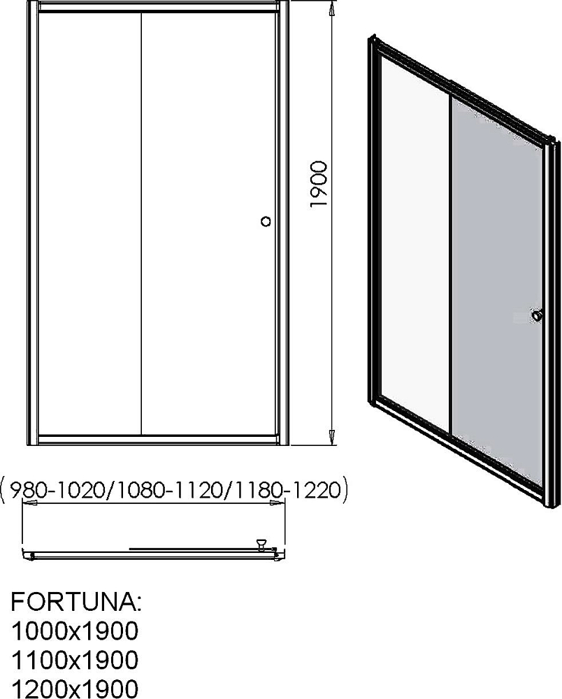 Душевая дверь в нишу Sturm Fortuna 120 см