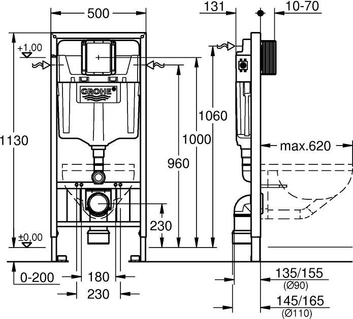 Инсталляция для подвесного унитаза Grohe Rapid SL 38897000