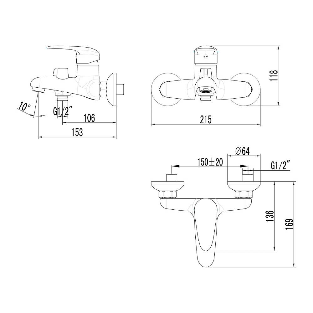 Смеситель для ванны с душем Lemark Pramen LM3314C хром