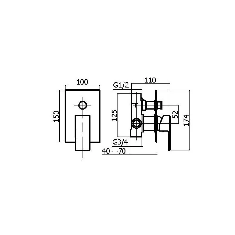 Смеситель для ванны с душем Plumberia Selection Tag TG1001NO черный