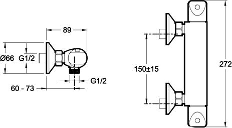 Смеситель термостатический для душа Jacob Delafon Robust E75771-CP