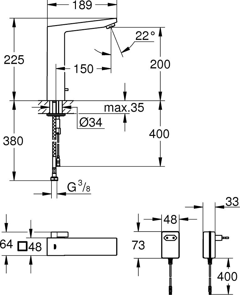 Смеситель для раковины Grohe Eurocube 36440000