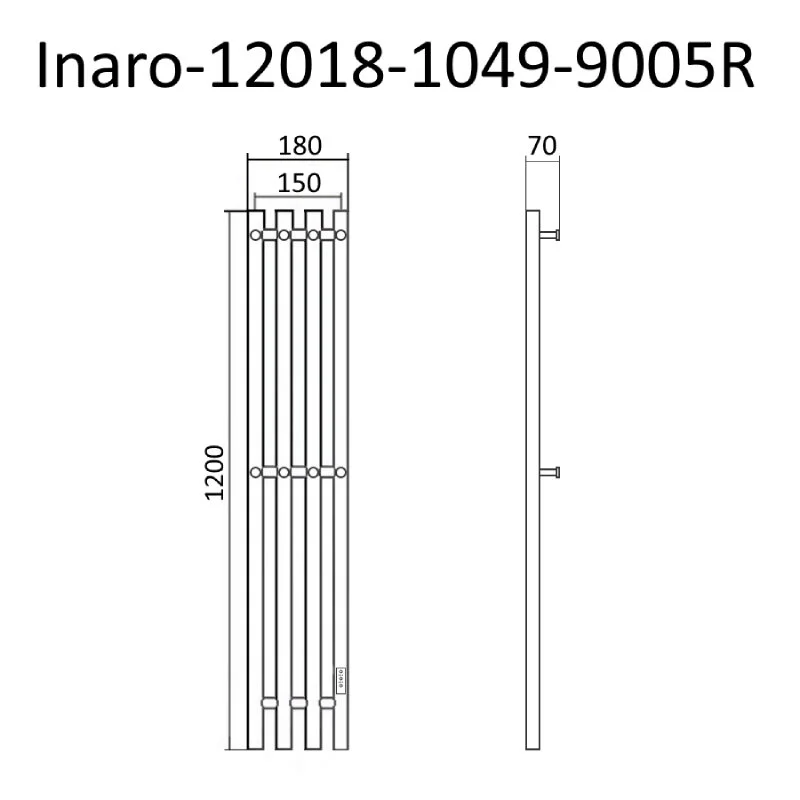 Полотенцесушитель электрический Маргроид Инаро Inaro-12018-1049-9005R черный