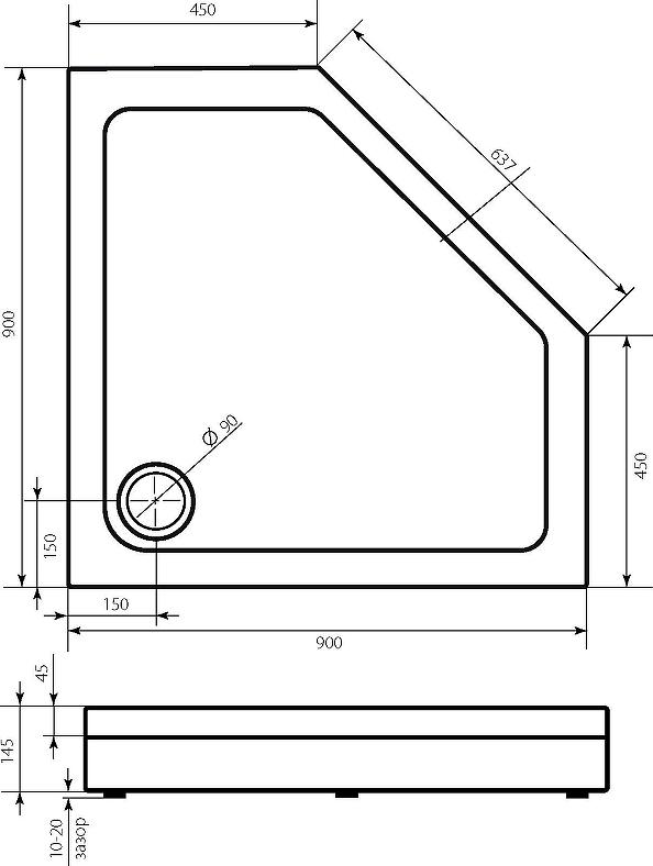 Душевой поддон Creto Pegas 90x90 см 7-1001, белый