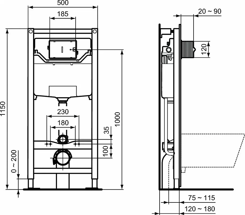 Комплект инсталляция с подвесным унитазом Ideal Standard Exacto X042601 с сиденьем микролифт