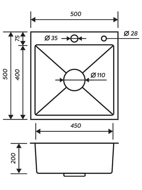 Кухонная мойка РМС MR-5050BL серый