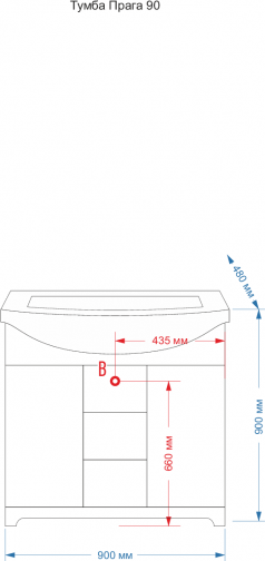Тумба под раковину Misty Praga Л-Пра01090-0133Я 90 см