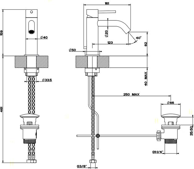 Смеситель для раковины Gessi 316 Flessa 54001#239, steel brushed