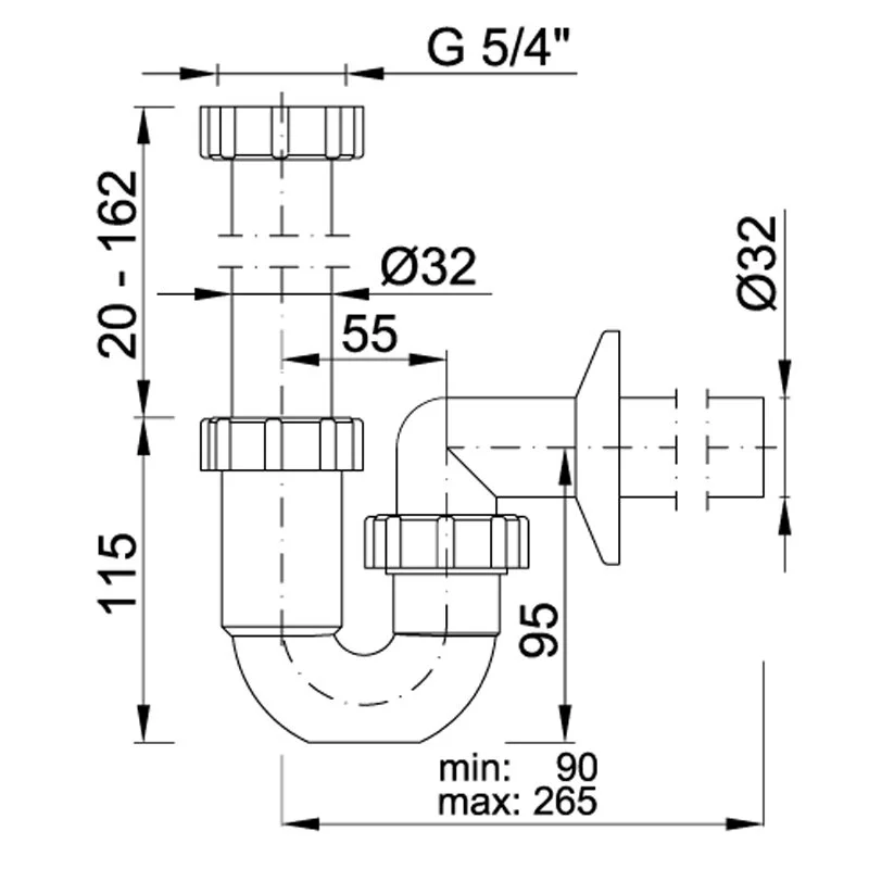 Сифон для раковины Styron STY-638-32-K хром