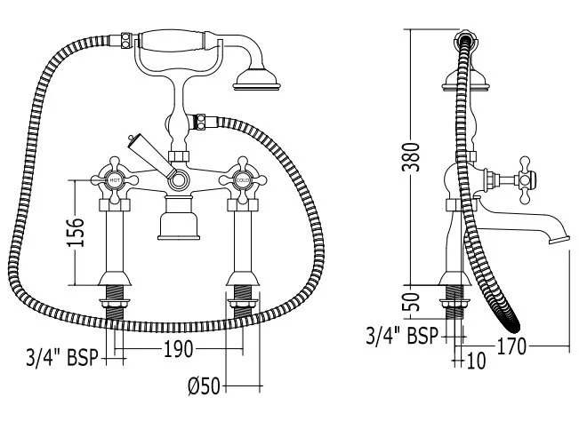 Смеситель для ванны с душем Devon&Devon Victorian IBV533PL золото