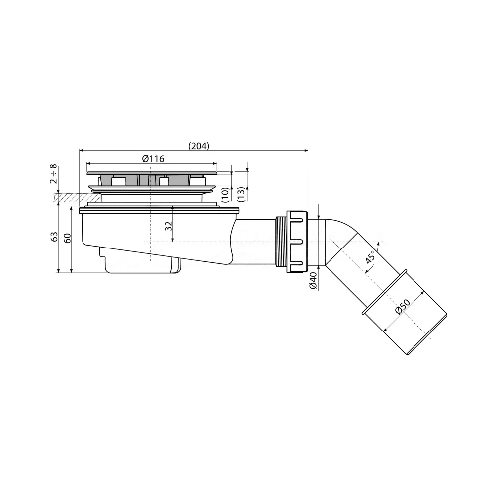 Сифон для душевого поддона D90мм Starohome 1237877