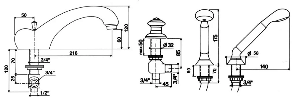 Смеситель для ванны с душем Cristal-et-Bronze Bonroche 25055-19 хром