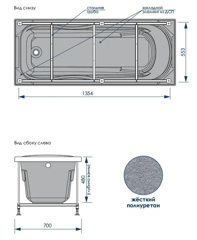 Акриловая ванна Loranto Alberto 150х70 CS00063285 белый