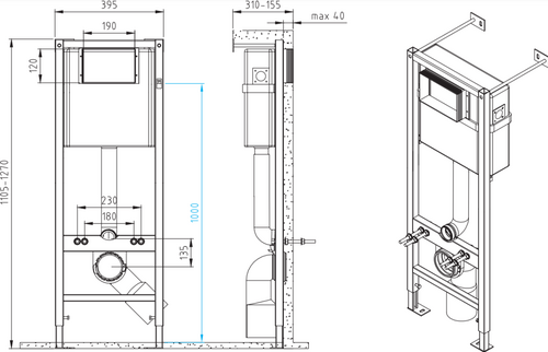 Инсталляция для подвесного унитаза Cersanit Vector 64118 с кнопкой смыва хром