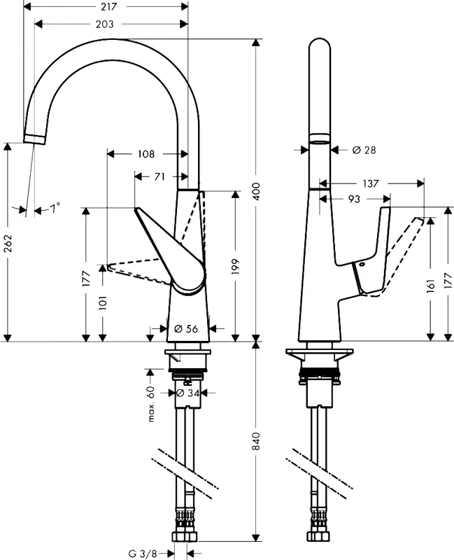 Смеситель для кухни Hansgrohe Talis 72816800 сталь