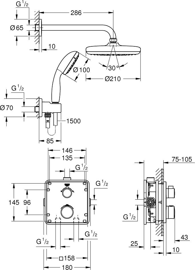 Набор для душа GROHE Grohtherm 34729000