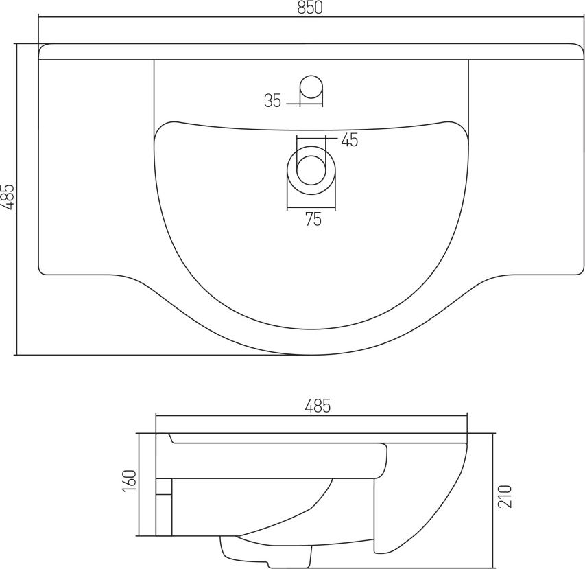 Раковина Santek Акватель 1WH110216 85 см.