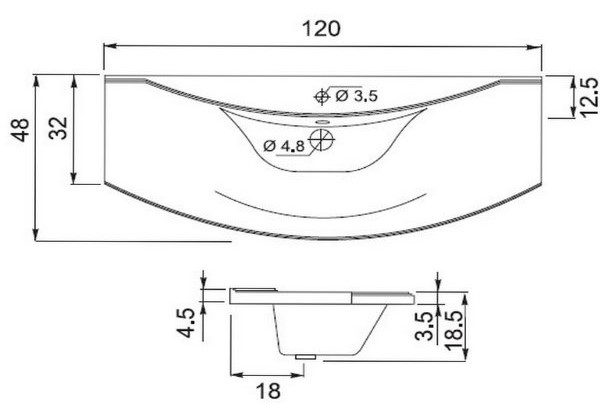 Раковина Aquanet Тренто 120 НФ-00007047 белый