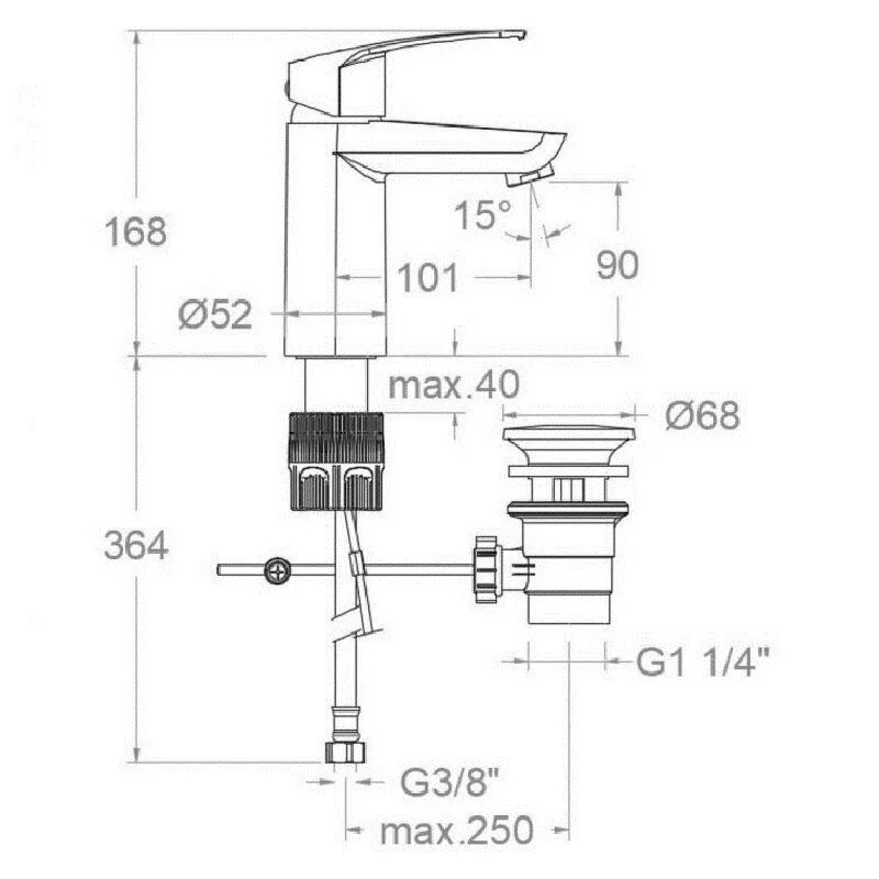 Смеситель для раковины Ramon Soler Titanium 1891VA9065 хром