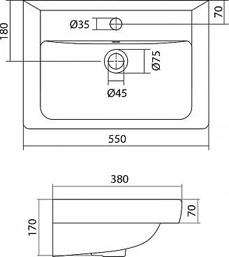 Тумба с раковиной Aquaton Ронда 55 мини 1A2076K1RSC20, дуб сомерсет