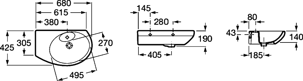 Раковина Roca Dama Senso Compacto 327518000 L угловая