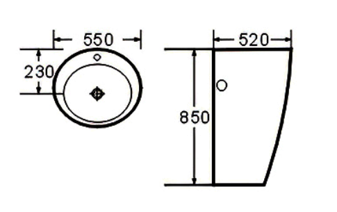 Раковина моноблок beWash Lusso BK5552FB041 55см, белый глянец