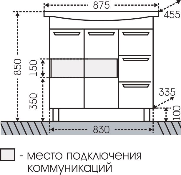 Тумба для комплекта СанТа Турин 85 3 ящика