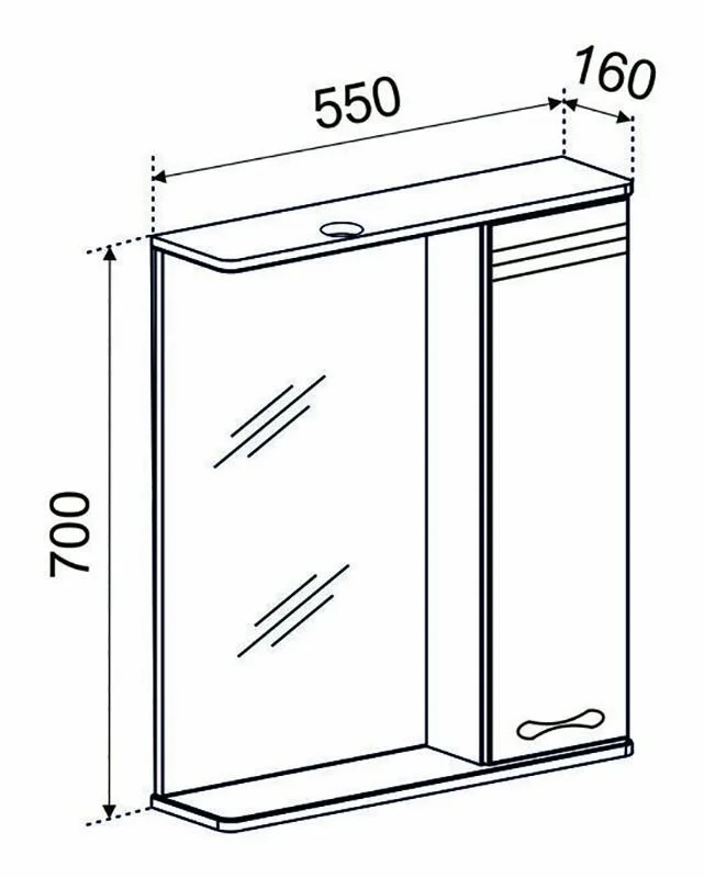 Зеркальный шкаф Emmy Рио rio55mir1-l белый