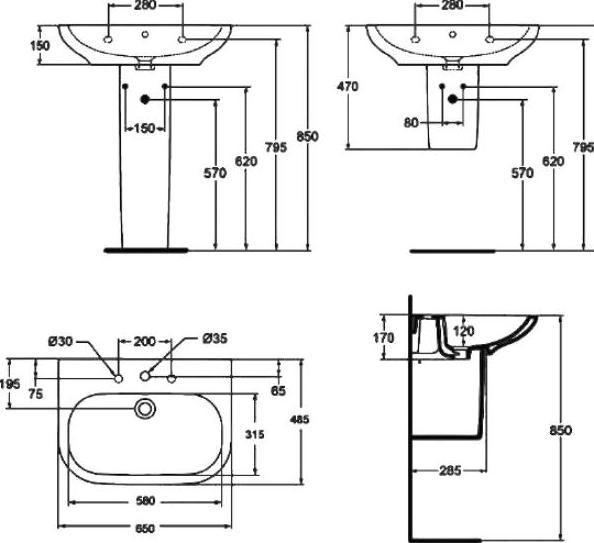 Раковина Ideal Standard Active T054301 65 см