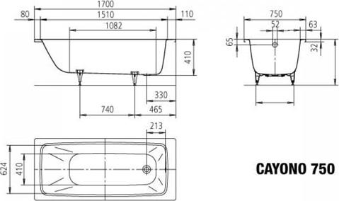 Стальная ванна Kaldewei Advantage 170x75 mod. 750 275030003001