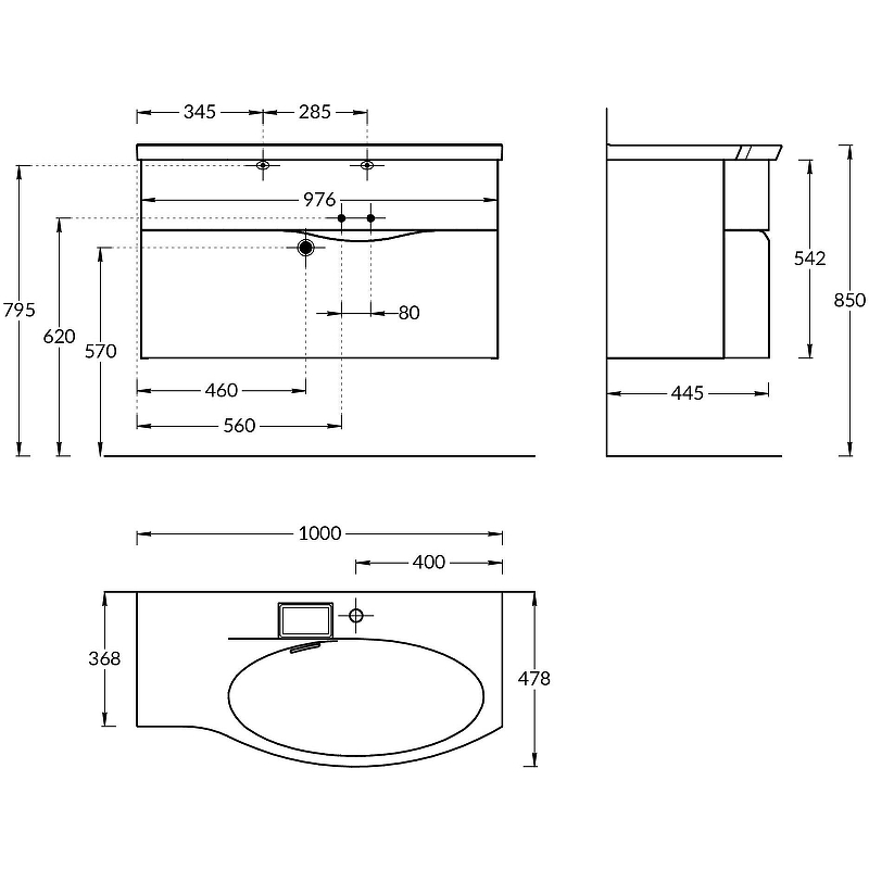 Раковина Kerama Marazzi Riva 100 R RV.wb.100Rh Белая глянцевая