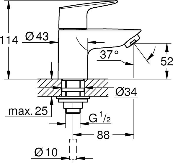 Смеситель для раковины Grohe BauEdge 20421001, хром