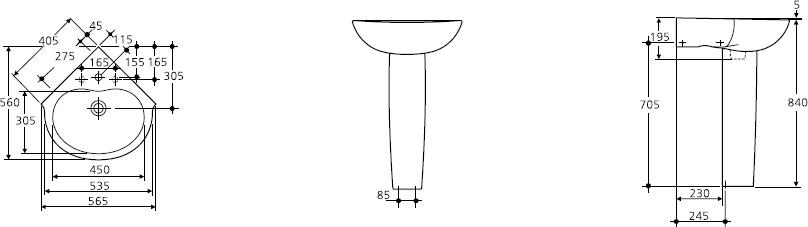 Раковина 56 см Ideal Standard Space E716201