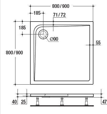 Поддон для душа 80x80 см Ideal Standard Ultra Flat K517201 слив 90 мм, белый