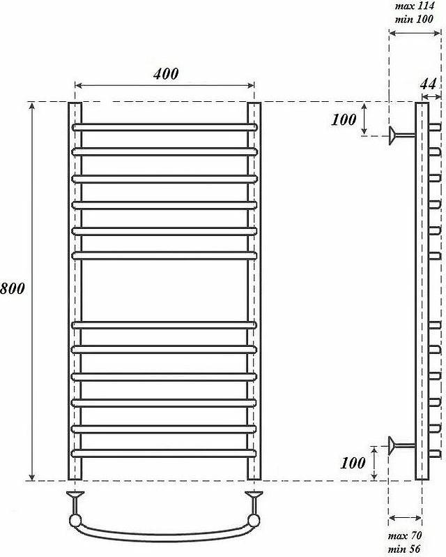 Полотенцесушитель водяной Point PN05148S П12 400x800, хром