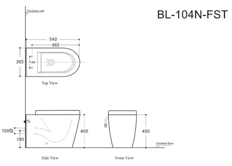 Приставной унитаз Aquanet Atago-F BL-104N-FST (203352) Rimless, с крышкой-сиденьем Soft Close - Slimseat BL-005, безободковый