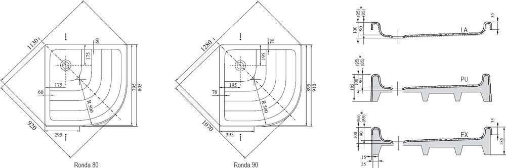 Поддон для душа Ravak Kaskada/Ronda-80 LA A214001220