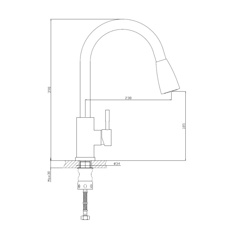 Смеситель для кухни Haiba HB73304-2 сталь