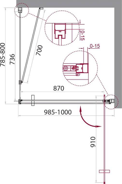 Душевой уголок BelBagno MARMI-AH-1-100/80-C-Cr