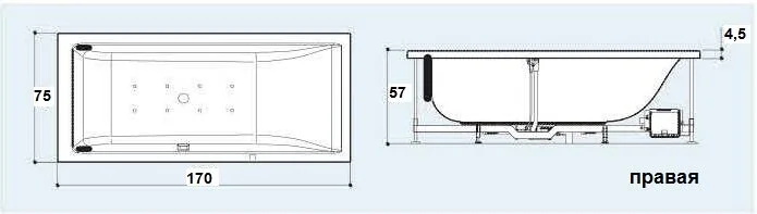 Акриловая ванна Jacuzzi Moove 9B50-063A Sx/Dx белый