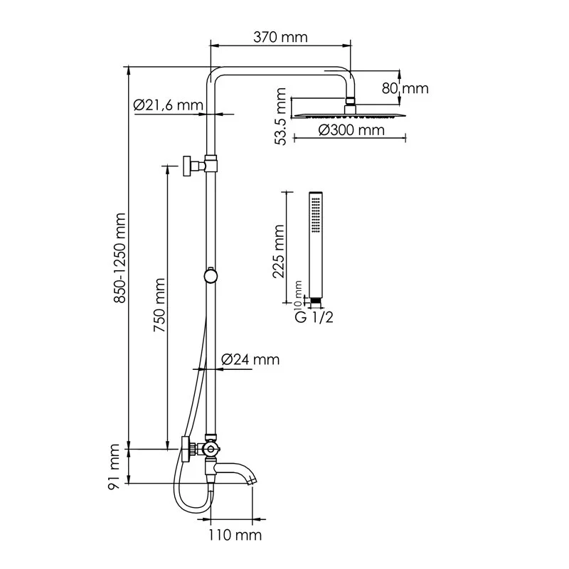 Душевая система WasserKRAFT серия A A288.160.217.BM Thermo черный