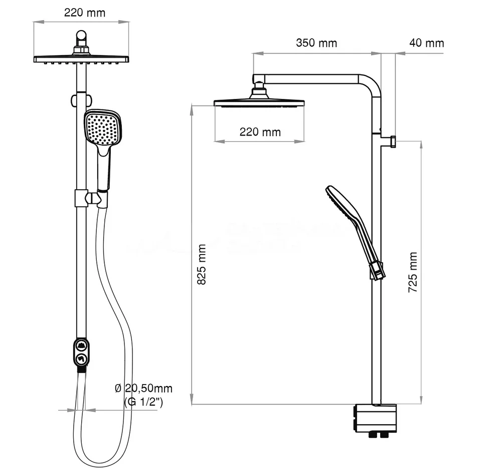 Душевая система Teska DR2920C хром