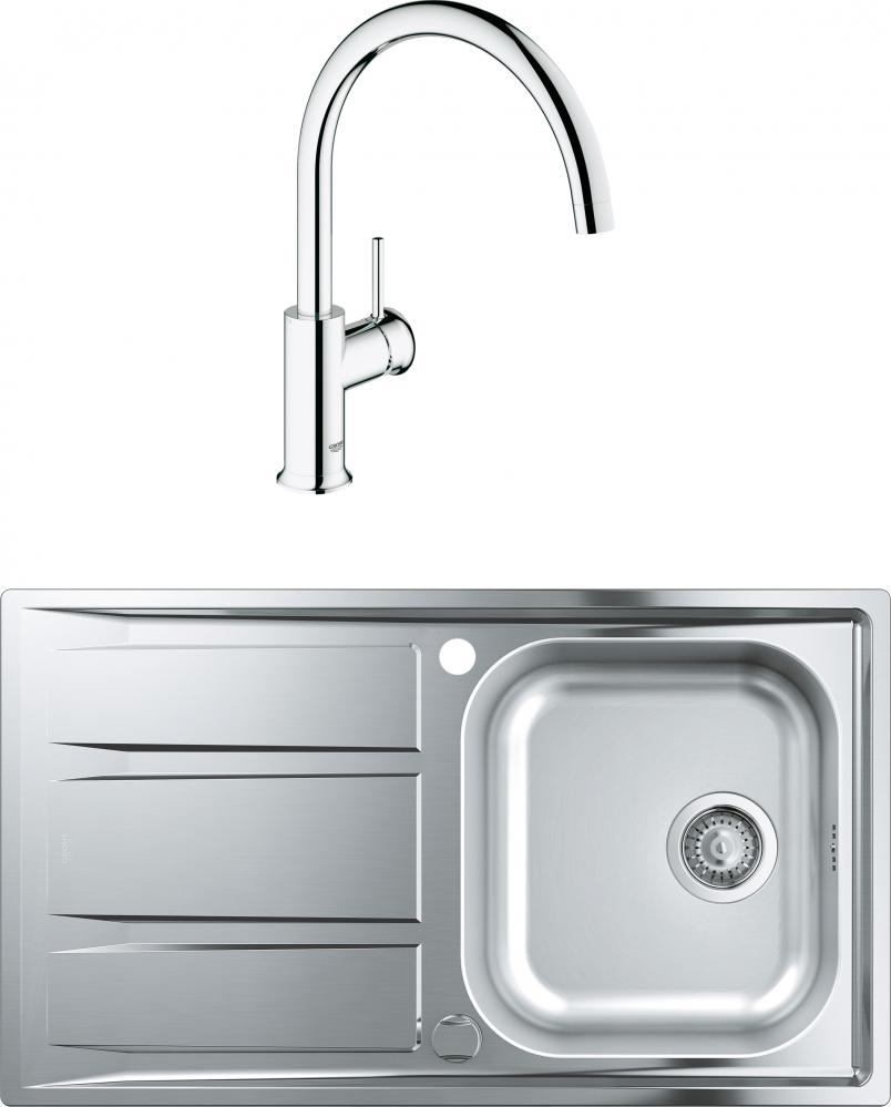 Комплект Кухонная мойка Grohe K400 31566SD0 + Смеситель Grohe BauClassic 31234000 для кухонной мойки