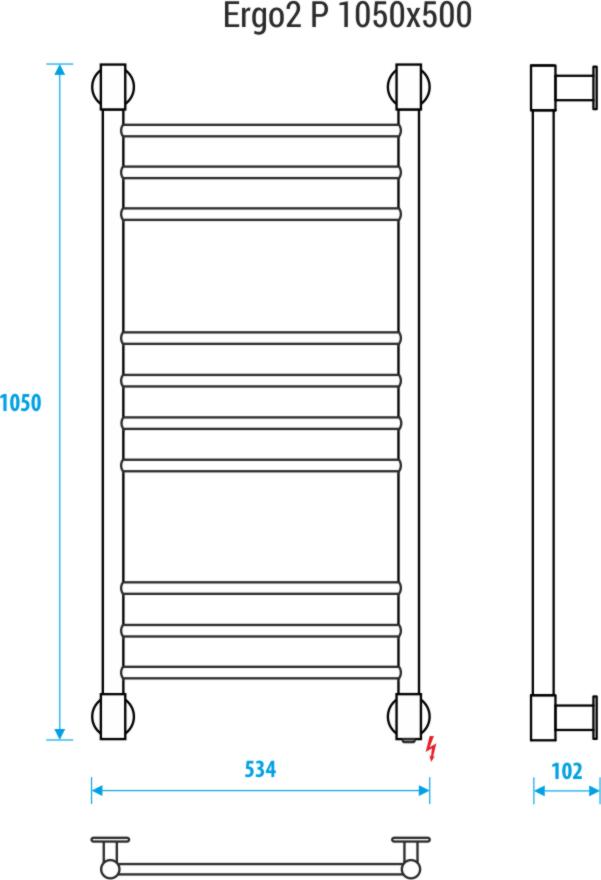 Полотенцесушитель электрический Energy Ergo2 P 1050х500, EETRERGO2P105500000