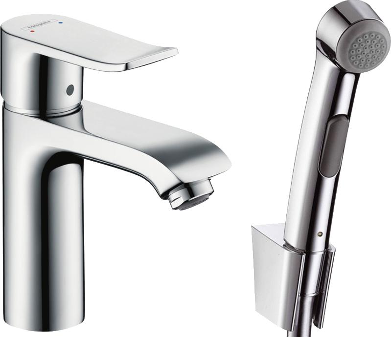 Смеситель для раковины Hansgrohe Metris 31285000 с гигиеническим душем, хром