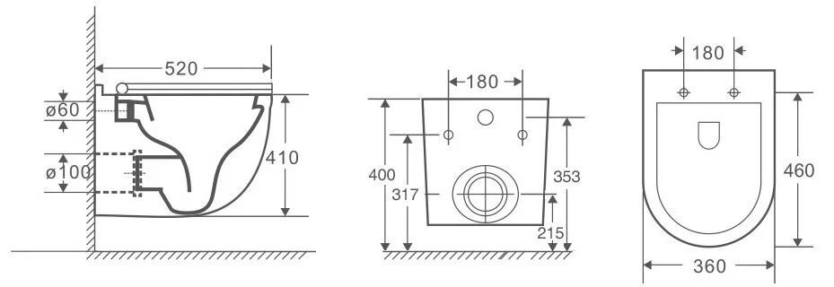 Подвесной унитаз Owl 1975 OWLT190101 Eld Cirkel-H 36 x 52 x 41 см безободковый, сиденье тонкое, Soft Close