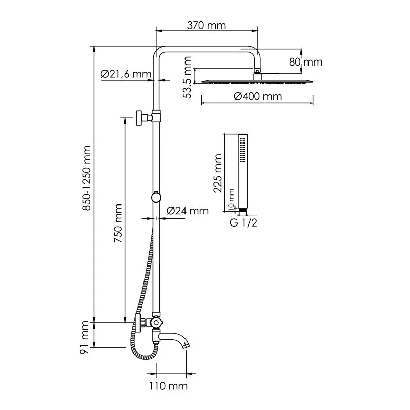 Душевая система WasserKRAFT серия A A188.117.137.010.CH Thermo хром