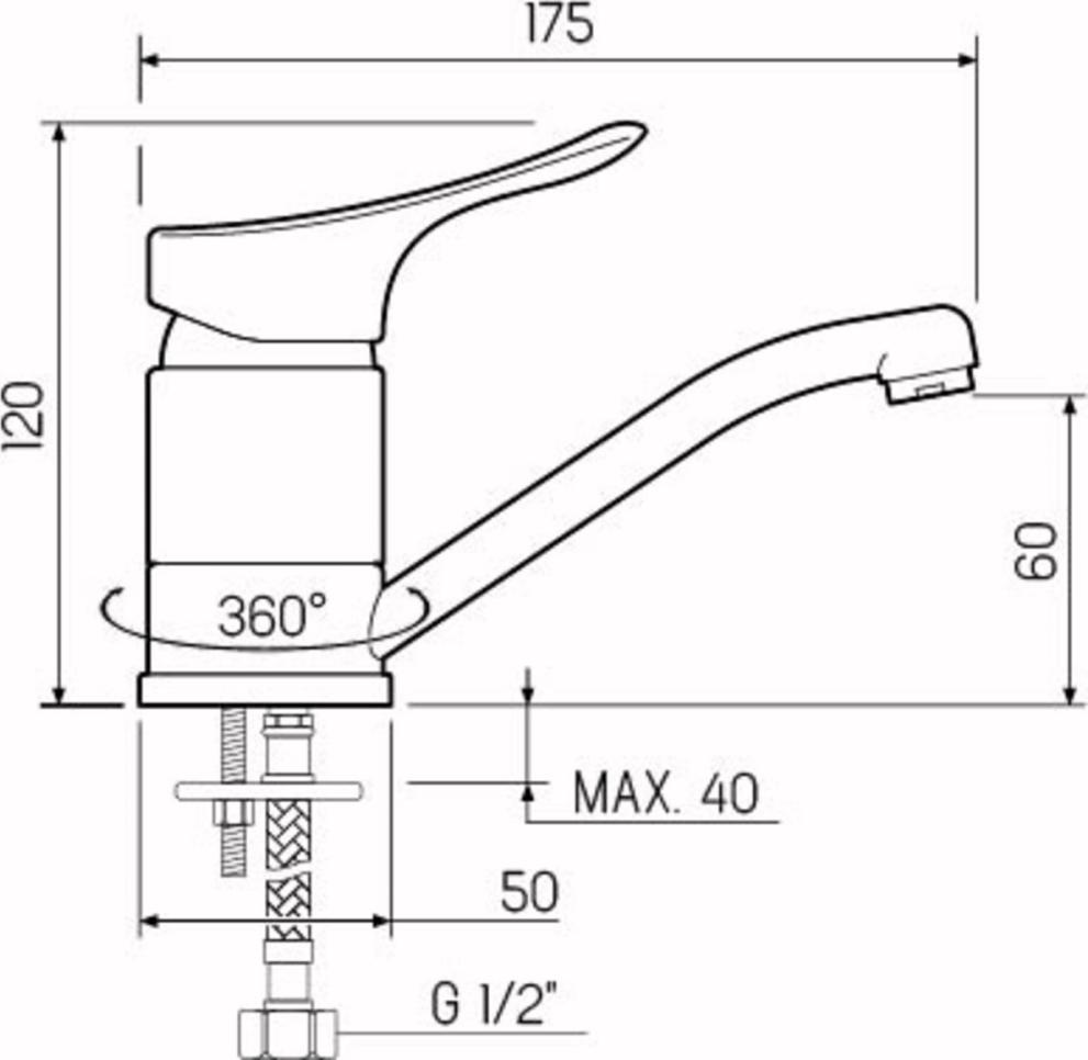 Смеситель для кухни РМС SL120-004-15, хром