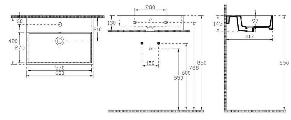 Раковина накладная Isvea Purita 10PL50060SV белый