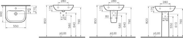 Раковина VitrA S20 55 см 5502B003-0001, белый